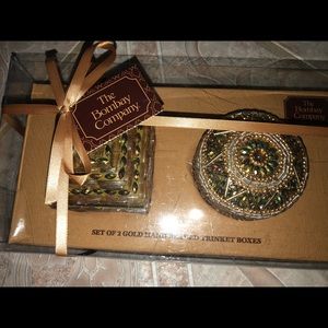 Lowest price I'm going! 2 Small beaded gold boxes